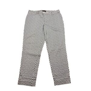 Roz & Ali The Smart Fit Navy White Geometric Diamond Print Ankle Pants Size 10